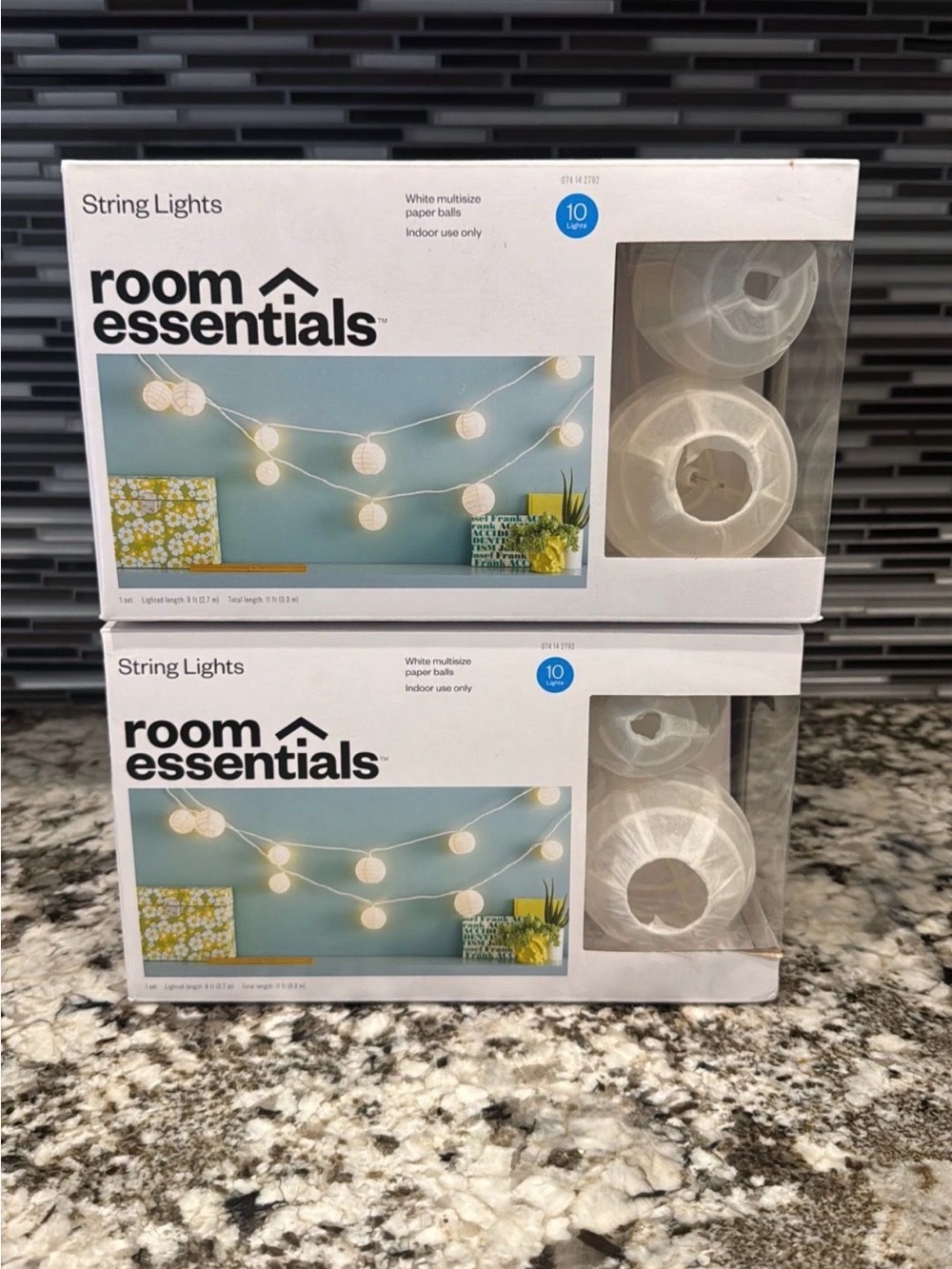 Brand New Room Essentials White Paper Ball String Lights - 2 Pack